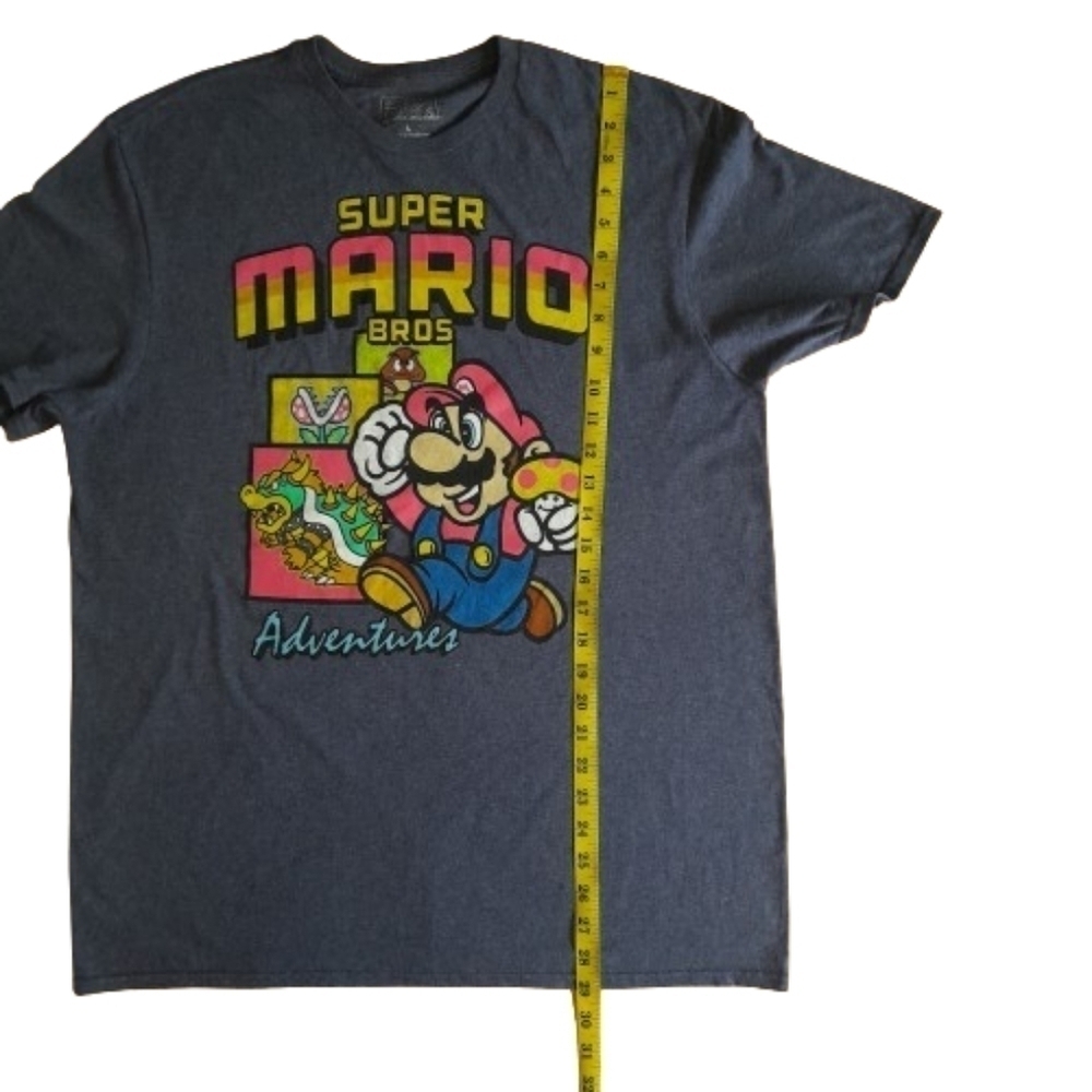 Super Mario Bros Adventures T-Shirt Mens Large Gray Short Sleeve Nintendo Top - Picture 3 of 5